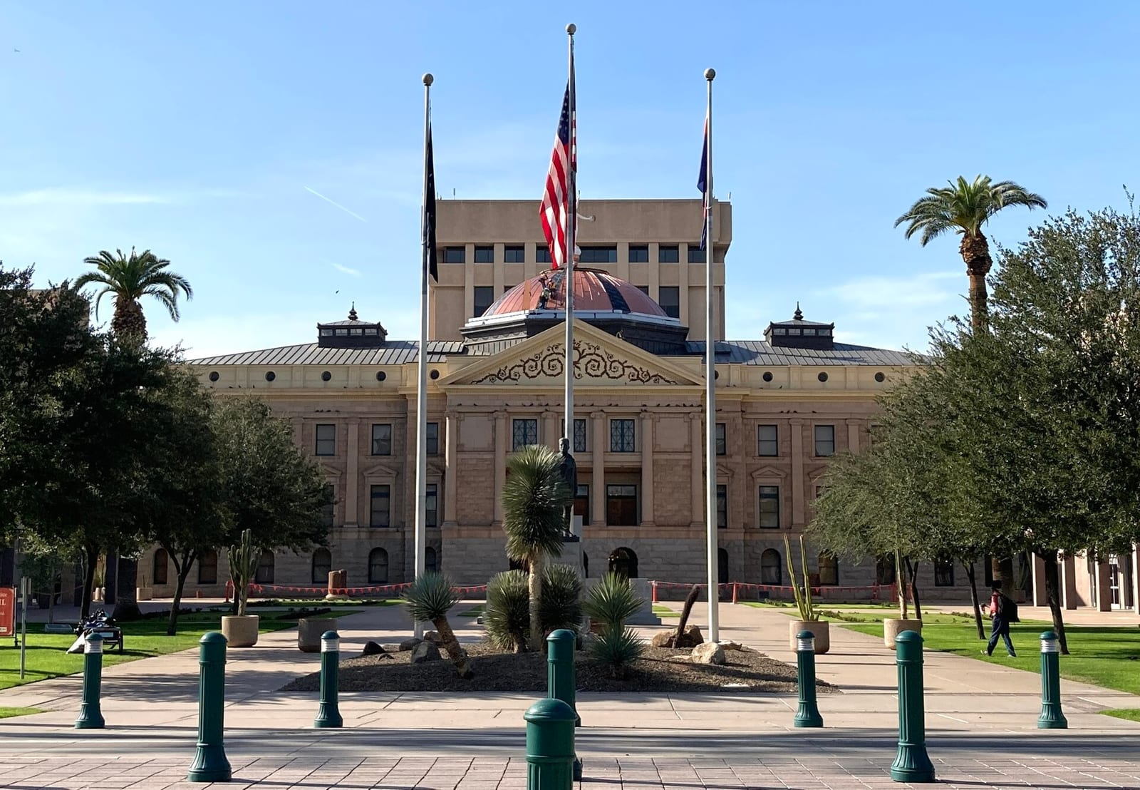 The Arizona State Capitol building with its copper dome in Phoenix